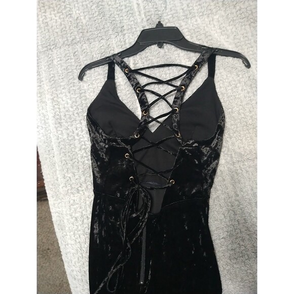 Windsor Maxi Sleeveless Velor Lace Back Dress Black Sm Y2K Wimsygoth Vintage... - Picture 7 of 16